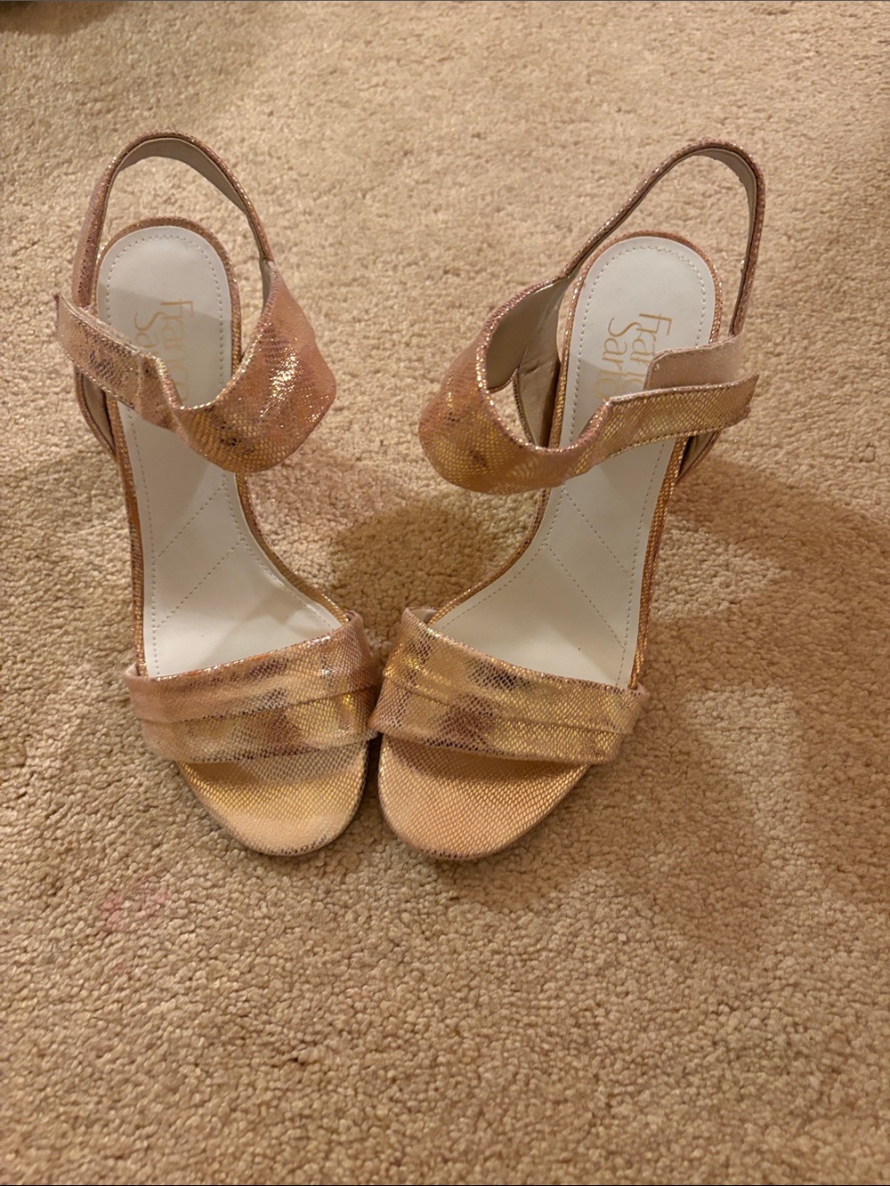 Fahrenheit Rose Gold Metallic Slingback Heels